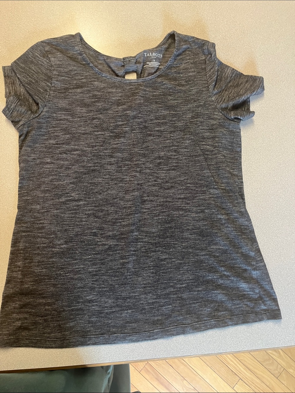 Talbots Girls Gray Heathered Short Sleeve Tee